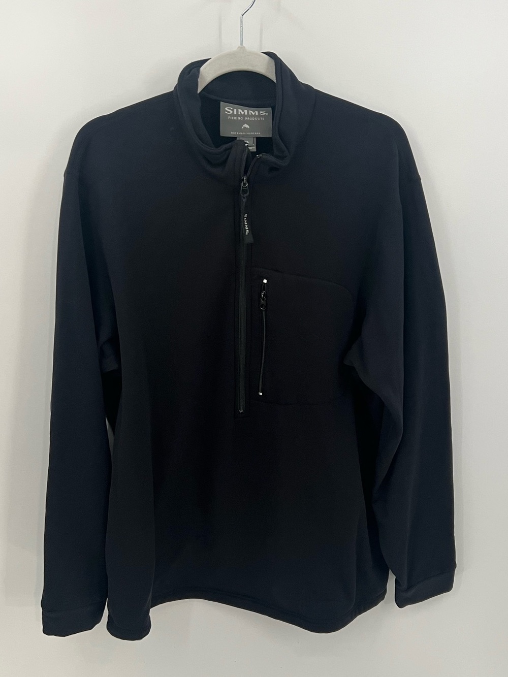 Simms Fishing Black Half-Zip Chest Pocket Pullover